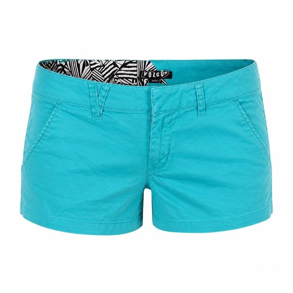 Vtg Volcom Shorts Womens 9 Teal Blue Stretch Utility Pac Chickie Skater Grunge